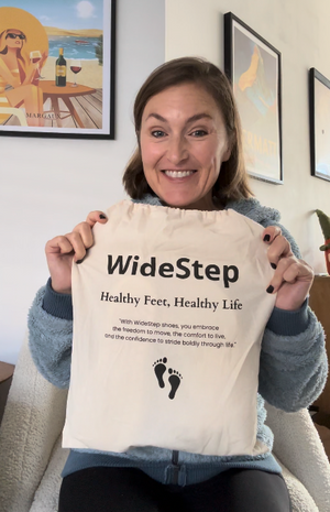 WideStep customer wearing our shoes
